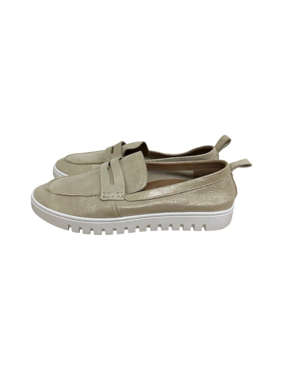 NWOT Vionic Uptown Suede Loafers | Tan Shimmer Slip on Shoe | SZ 10